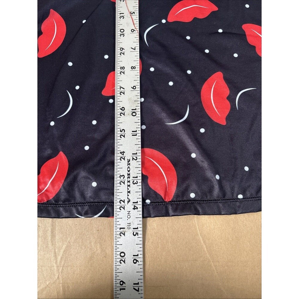 Women’s Red And Black Lips Lingerie Chemise Lace Cut Out Size Large Dress - Picture 6 of 8